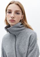 Women Grey Turtleneck Sweater with Zipper Detail