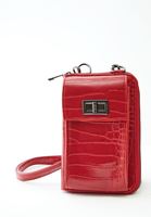 Women Red Crocodile Texture Phone Bag