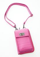 Women Pink Crocodile Texture Phone Bag