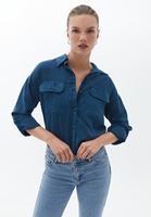 Bayan Mavi Loose-Fit Gömlek ( TENCEL™ )