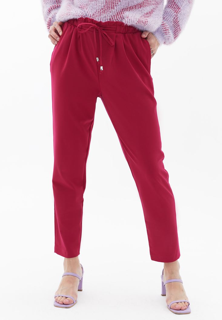 Women Pink High Rise Carrot Fit Pants