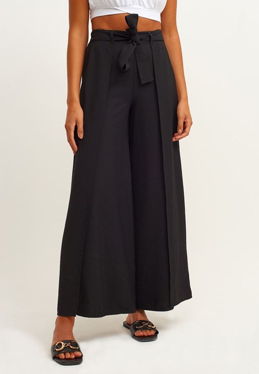 Buy Lipsy Black Petite Wide Leg Woven Smart Trousers from Next Luxembourg