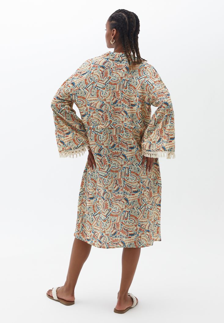 Mixed Kimono with Tassle Detail Online Shopping | OXXOSHOP