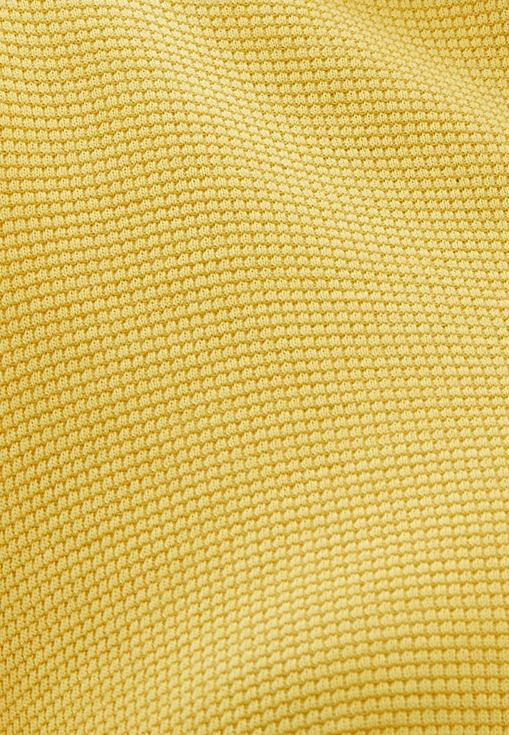Bayan Sarı Polo Yaka Crop Tişört