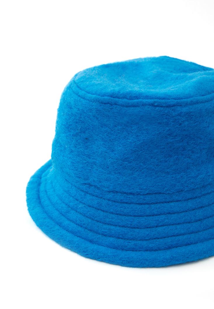 Blue Wool Blended Bucket Hat Online Shopping