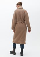 Women Beige Wool Mix Coat with Belt