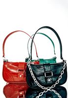 Women Red Baguette Bag with Buckle