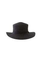 Women Black Straw Hat with Tie-Up Detail