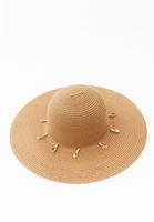 Bayan Kahverengi Deniz Kabuğu Detaylı Hasır Şapka