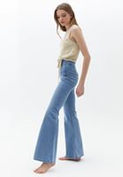 Women Blue Ultra High Rise Flare Trousers