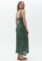 Women Green Knitwear Dress with Hemstitch Detail