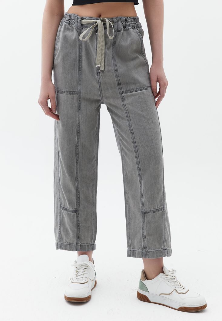 Women Grey Mid Rise Baggy Fit Pants