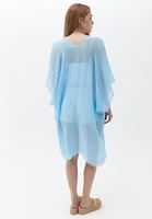 Women Blue Midi Legth Basic Kimono