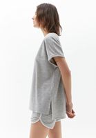 Women Grey Sweat Tshirt with Slit Detail