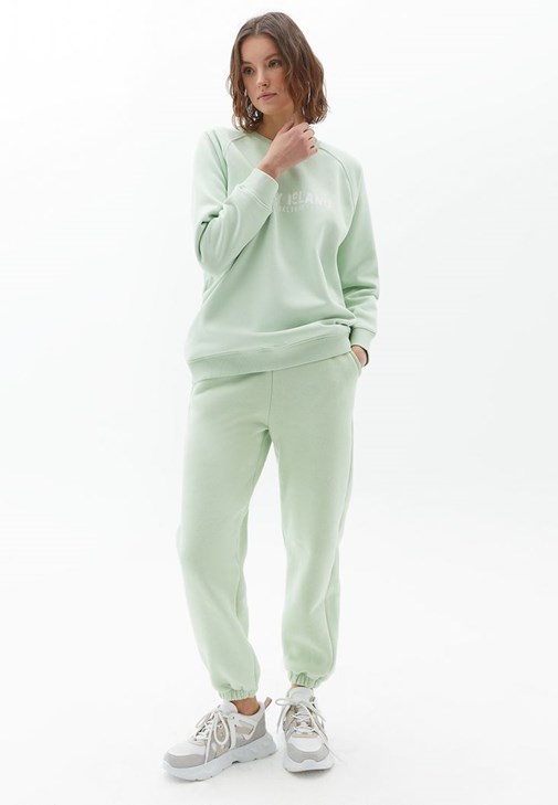 Green Sweat Jogger Pants with Elastic Waistband Online Shopping