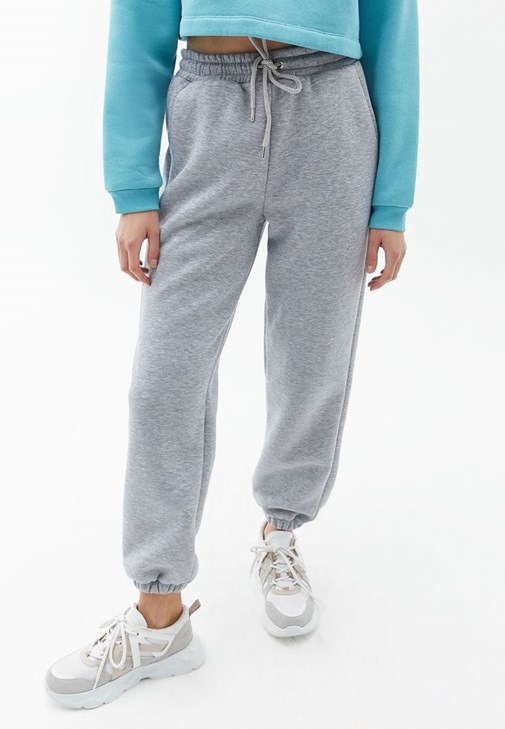 Grey Sweat Jogger Pants with Elastic Waistband Online Shopping
