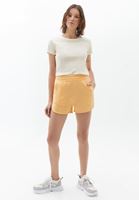 Women Orange Cotton Sweat Shorts