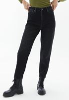 Bayan Siyah Ultra Yüksek Bel Mom-Fit Pantolon