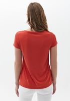 Women Orange Soft Touch V-neck Tshirt