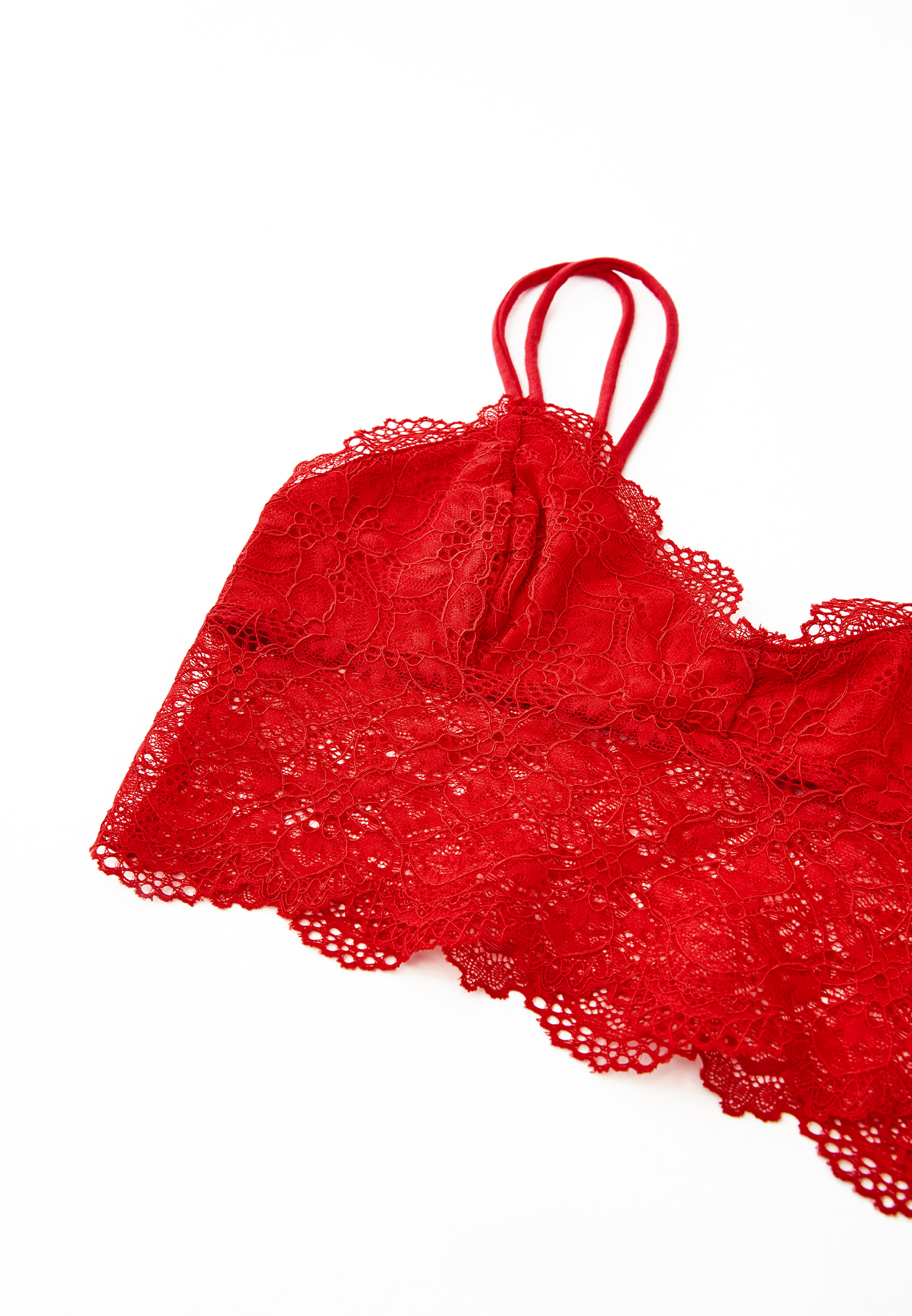 Red Lace Detailed Strapped Bralette Online Shopping | OXXOSHOP