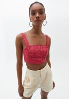 Women Pink Crop Blouse with Straps