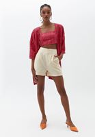 Women Pink Crop Blouse with Straps