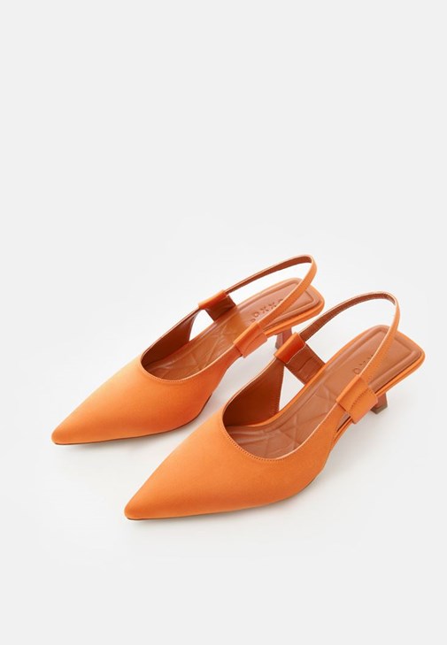 Orange pointed cheap toe heels