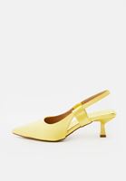 Bayan Sarı Topuklu Saten Ayakkabı 