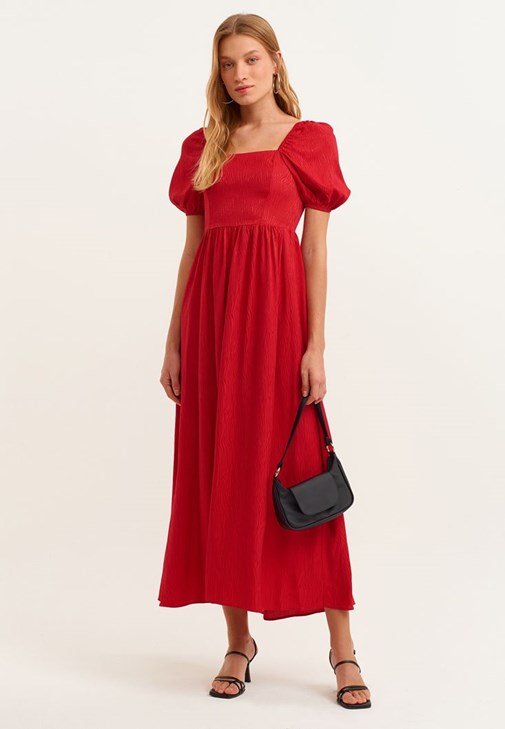 أحمر فستان جاكار 