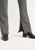 Bayan Siyah/Beyaz Yüksek Bel Boot-Cut Jakarlı Pantolon