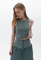 Women Green Singlet with Tie-up Detail at the Waist
