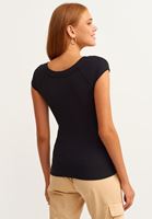 Women Black Cotton Stretch Tshirt