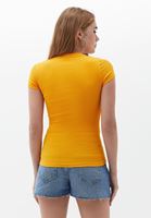 Women Orange Cotton Scoop Neck Tshirt