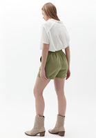 Women Green Mini Shorts with Waist Detail