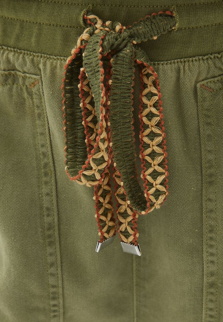 Women Green Mini Shorts with Waist Detail