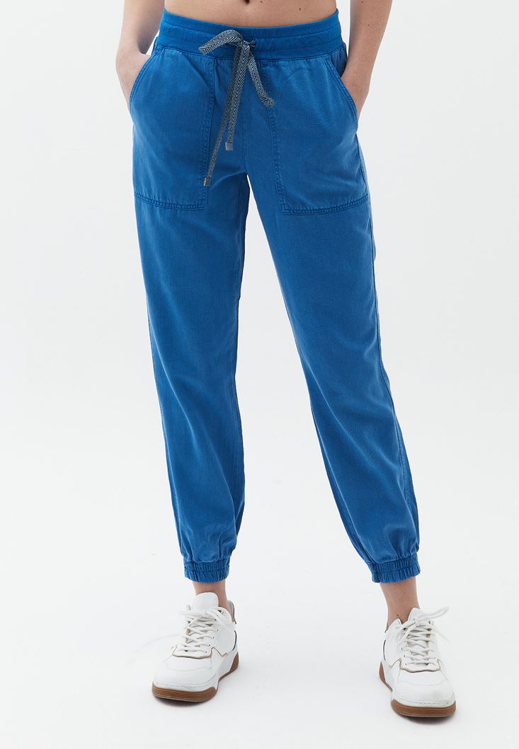 Bayan Mavi Yumuşak Dokulu Jogger Pantolon ( TENCEL™ )