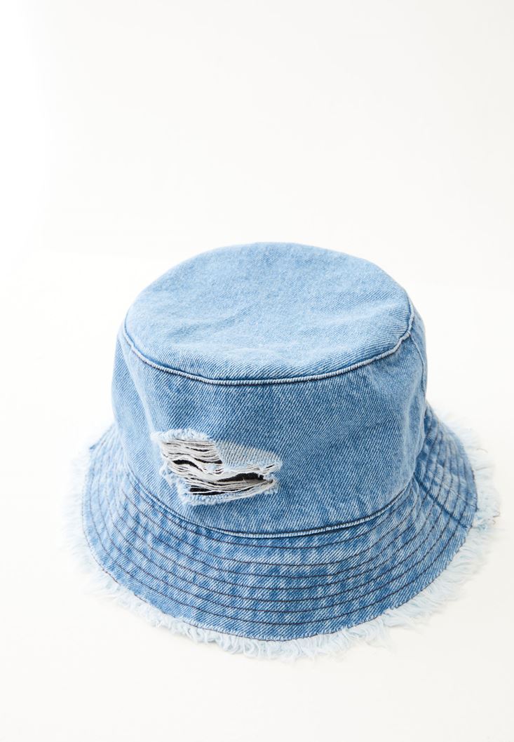 Bayan Mavi Bucket Şapka