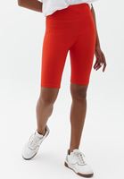 Women Orange Jacquard Seamless Biker Leggings