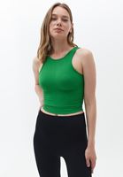 Women Green Jacquard Seamless Crop Top