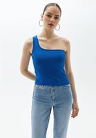 Women Blue Single Shoulder Seamless Singlet