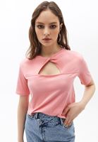 Women Pink Tshirt with Cut Out Detail