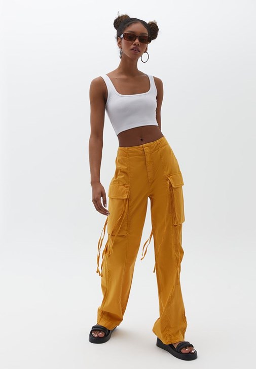 Floerns Women's Casual High Waisted Flap Pocket Straight Leg Cargo Pants  Khaki XS at Amazon Women's Clothing store