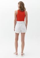 Women White Cotton High Rise Denim Shorts