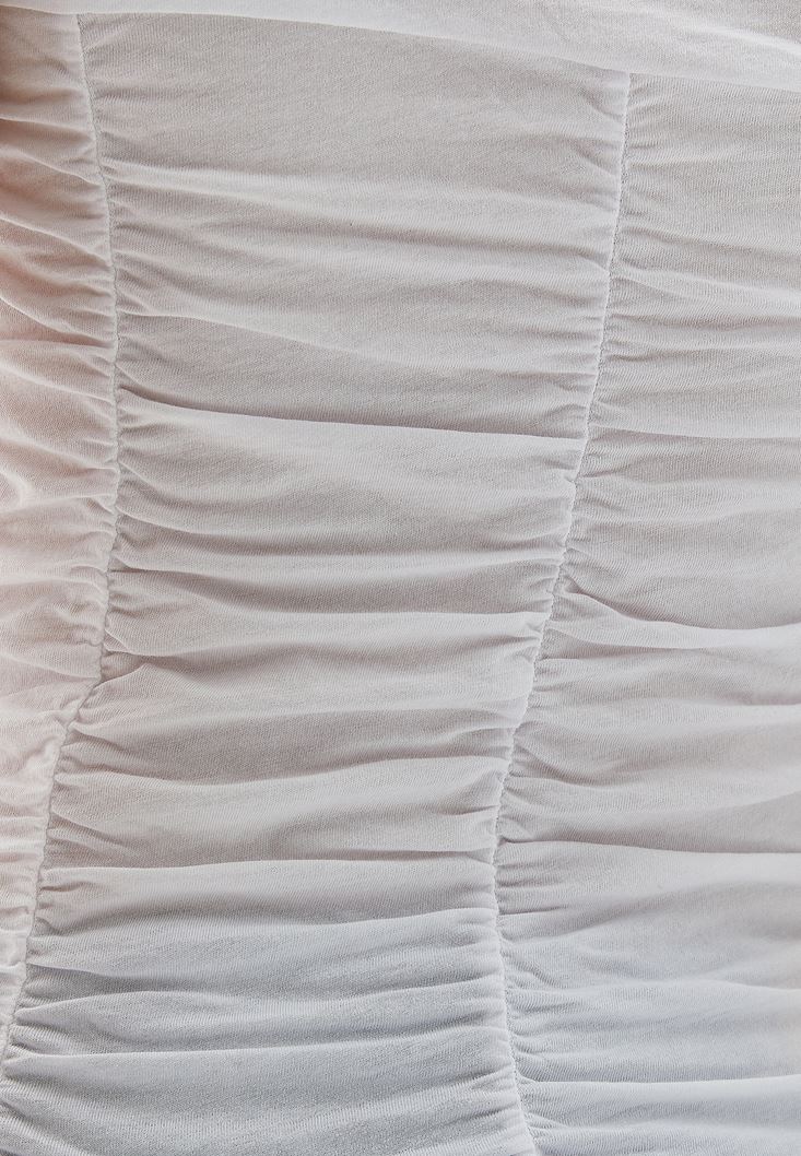 Women White Cotton Singlet with Drape Detail