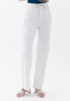 Bayan Beyaz Pamuklu Straight-Fit Pantolon
