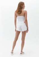 Women White Cotton Mini Shorts