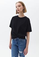 Women Black Cotton Oversize Tshirt