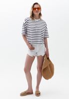 Women Mixed Oversize Striped Tshirt