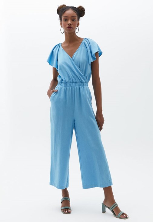 Souvenir verschijnen Sporten Blue Double Breasted Culotte Jumpsuit Online Shopping | OXXOSHOP