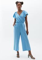 Women Blue Double Breasted Culotte Jumpsuit
